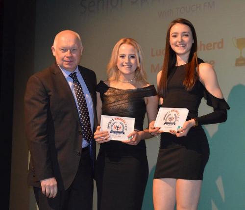 Steve Orchard, CEO of Touch FM, with Mollie Rouse & Lucy Shepherd - winners of the Senior Sports Per