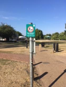 Swan signage on Stratford Recreation Ground