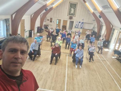 Seated exercise class at Harbury Village Hall