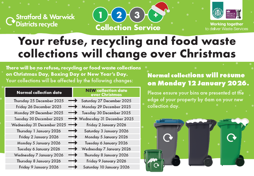 Christmas recycling and refuse collection changes 2025