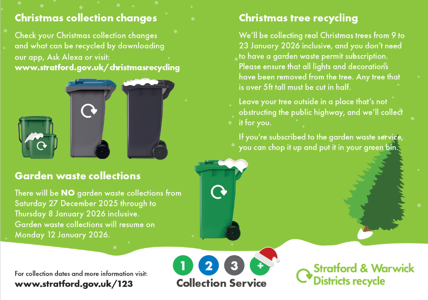 Christmas changes to recycling and refuse collections