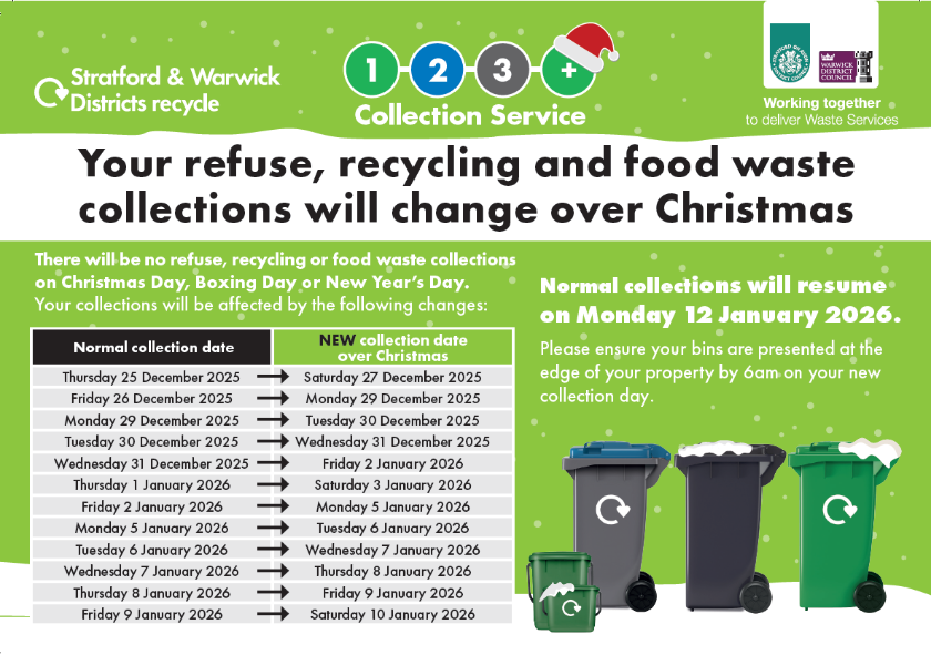 Christmas recycling and refuse collection changes 2025