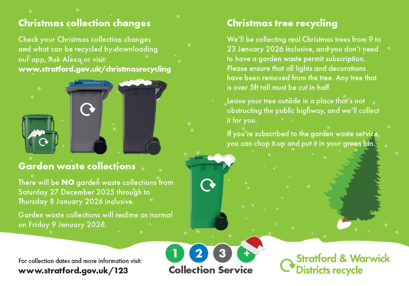 Christmas changes to recycling and refuse collections