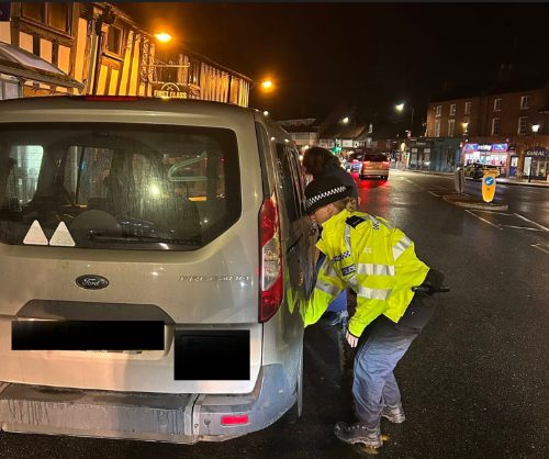 taxis, police officers, licensing officers, night time, Stratford-upon-Avon town, Stratford on Avon,